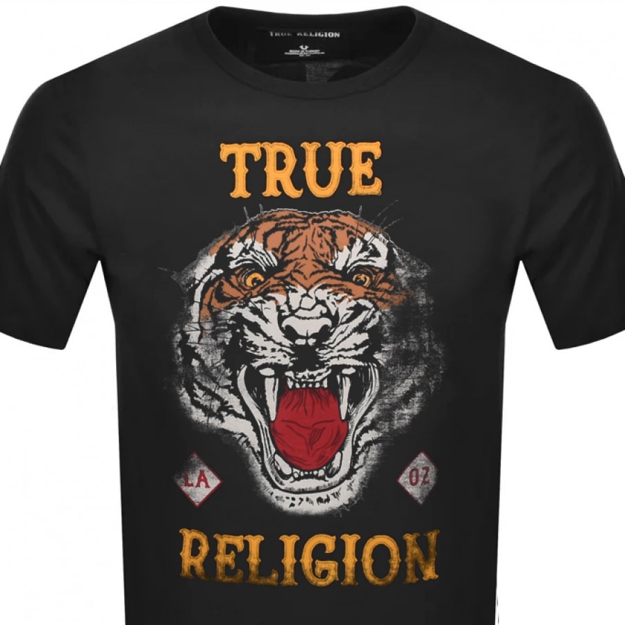 Alternative Image for ProductTrue Religion Crew Neck Tiger Logo T Shirt Black2